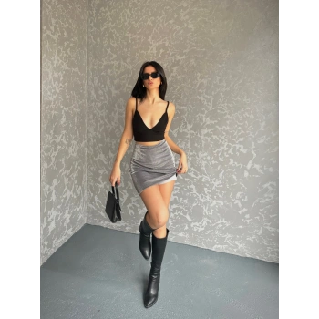 Simli şortlu mini etek