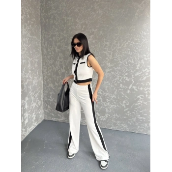 Sıfır kol yelek ve pantolonlu ottoman ikili takım