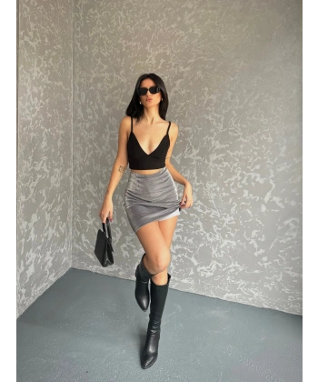 Simli şortlu mini etek