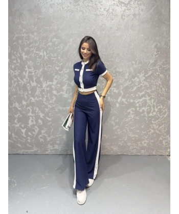 Kısa kol crop ve pantolonlu ottoman takım