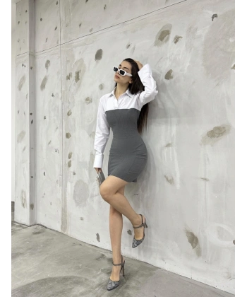 Beyaz gömlekli elbise