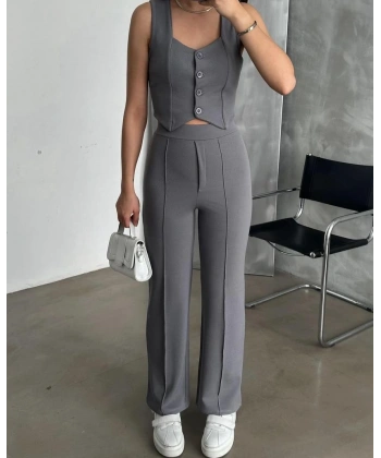 Yelek ve pantolonlu ikili takım 4 Renk seçeneği