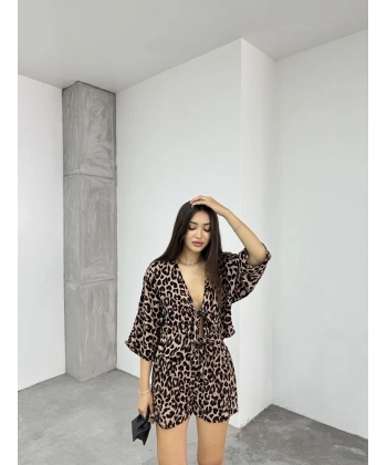 Klim desen şortlu kimono takım