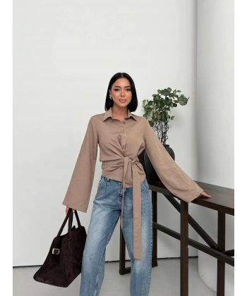 Bağlamalı İspanyol kol gömlek