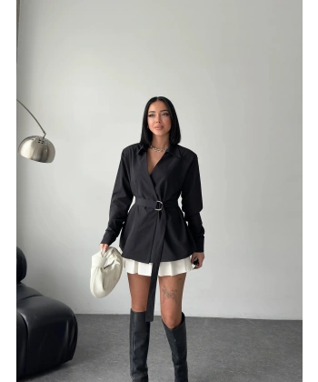 Bel Kemer detay poplin gömlek