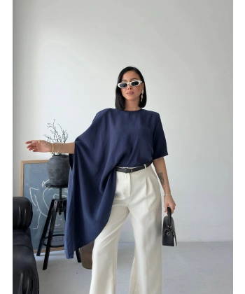 Asimetrik Dökümlü Salaş Bluz