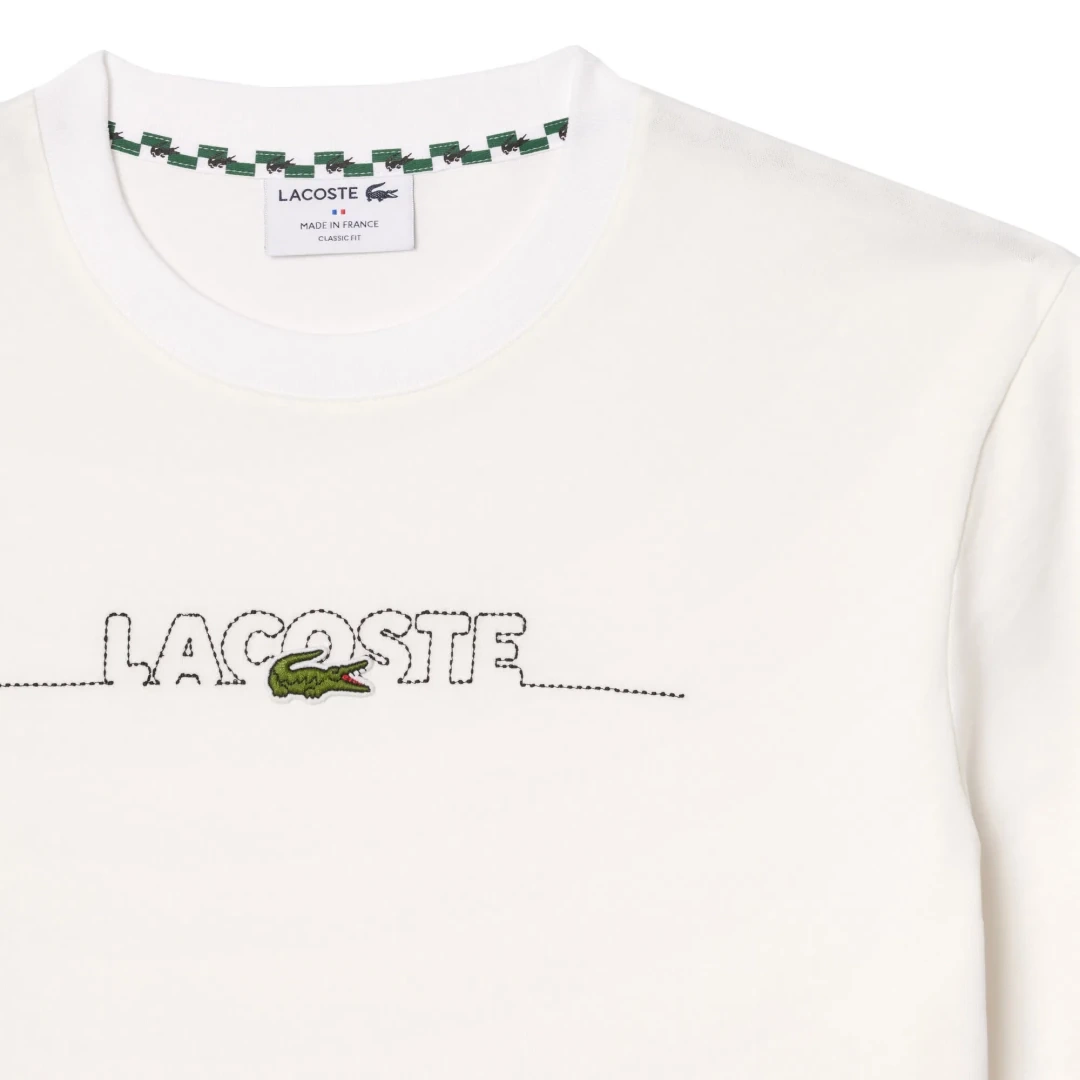 Classic Fit Bisiklet Yaka Baskılı T-Shirt Beyaz