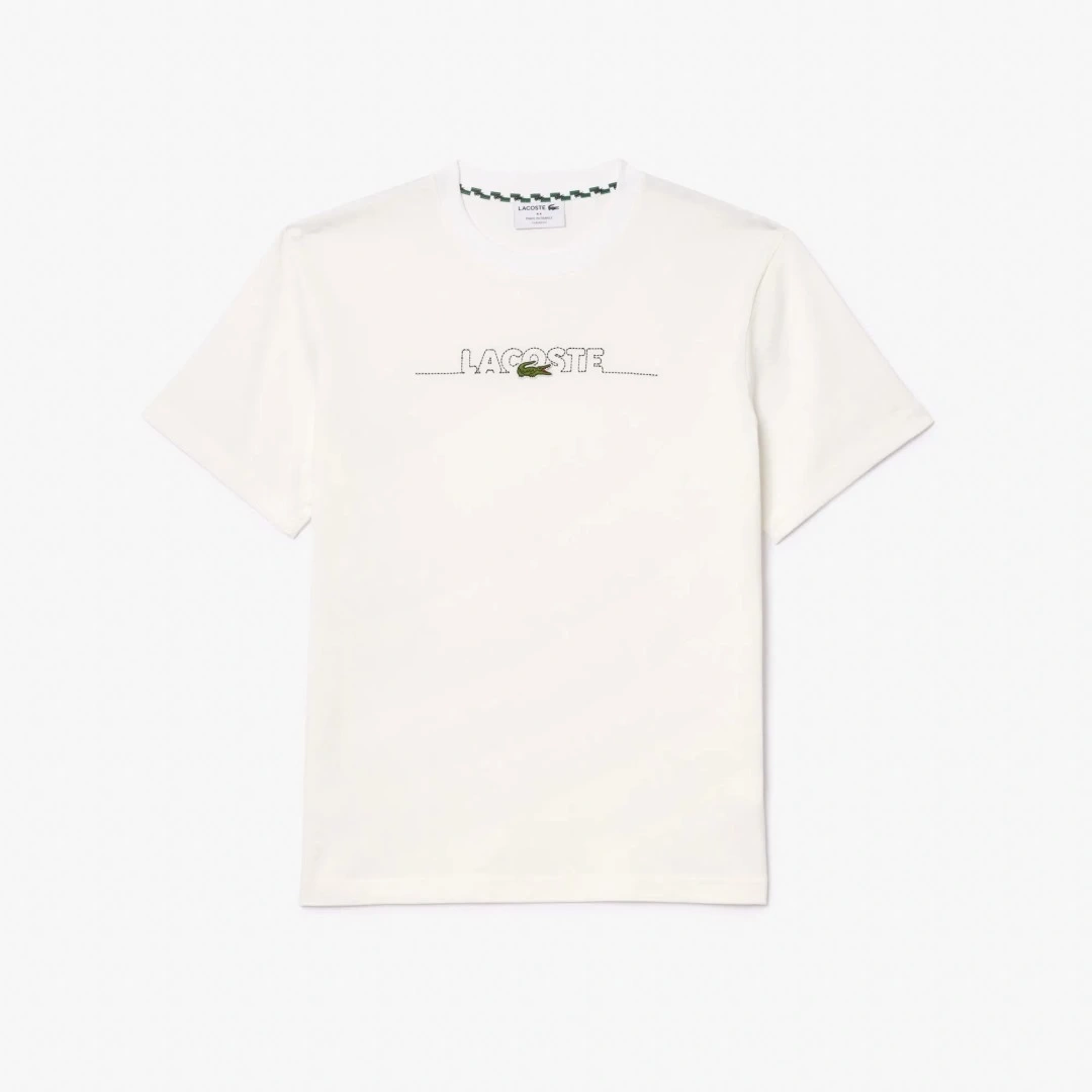 Classic Fit Bisiklet Yaka Baskılı T-Shirt Beyaz