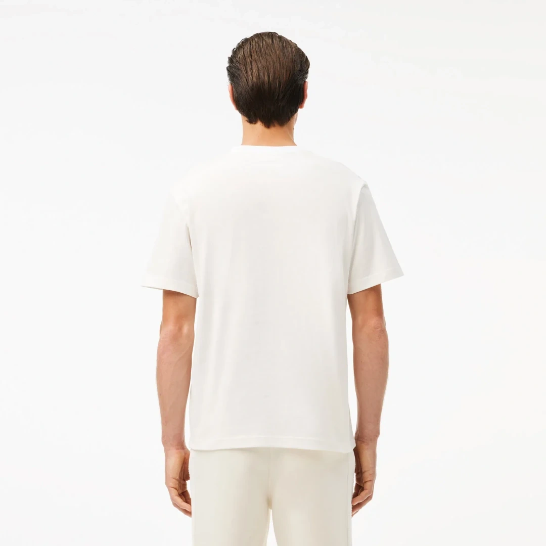 Classic Fit Bisiklet Yaka Baskılı T-Shirt Beyaz