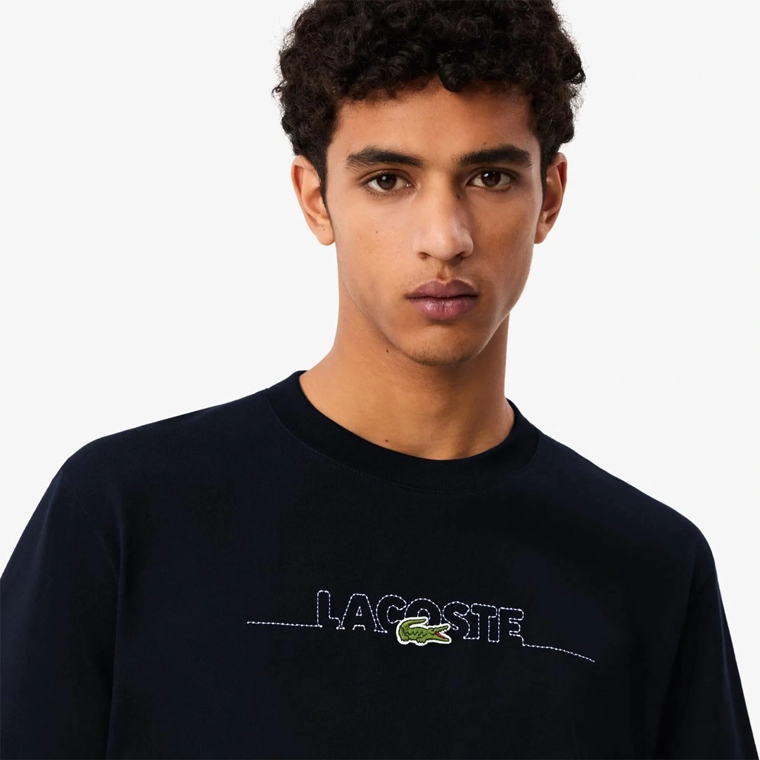 Classic Fit Bisiklet Yaka Baskılı T-Shirt Lacivert