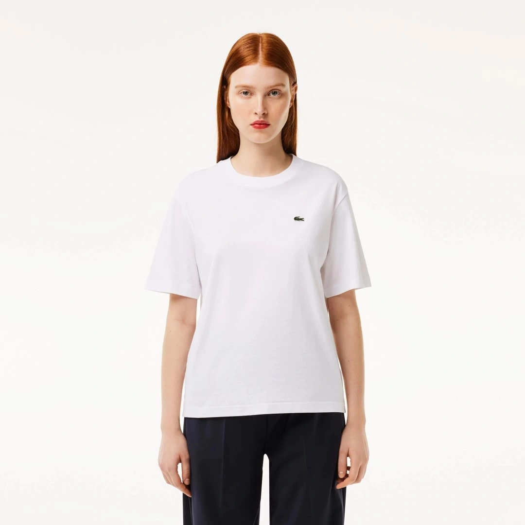 Classic Fit Bisiklet Yaka Kadın T-Shirt Beyaz