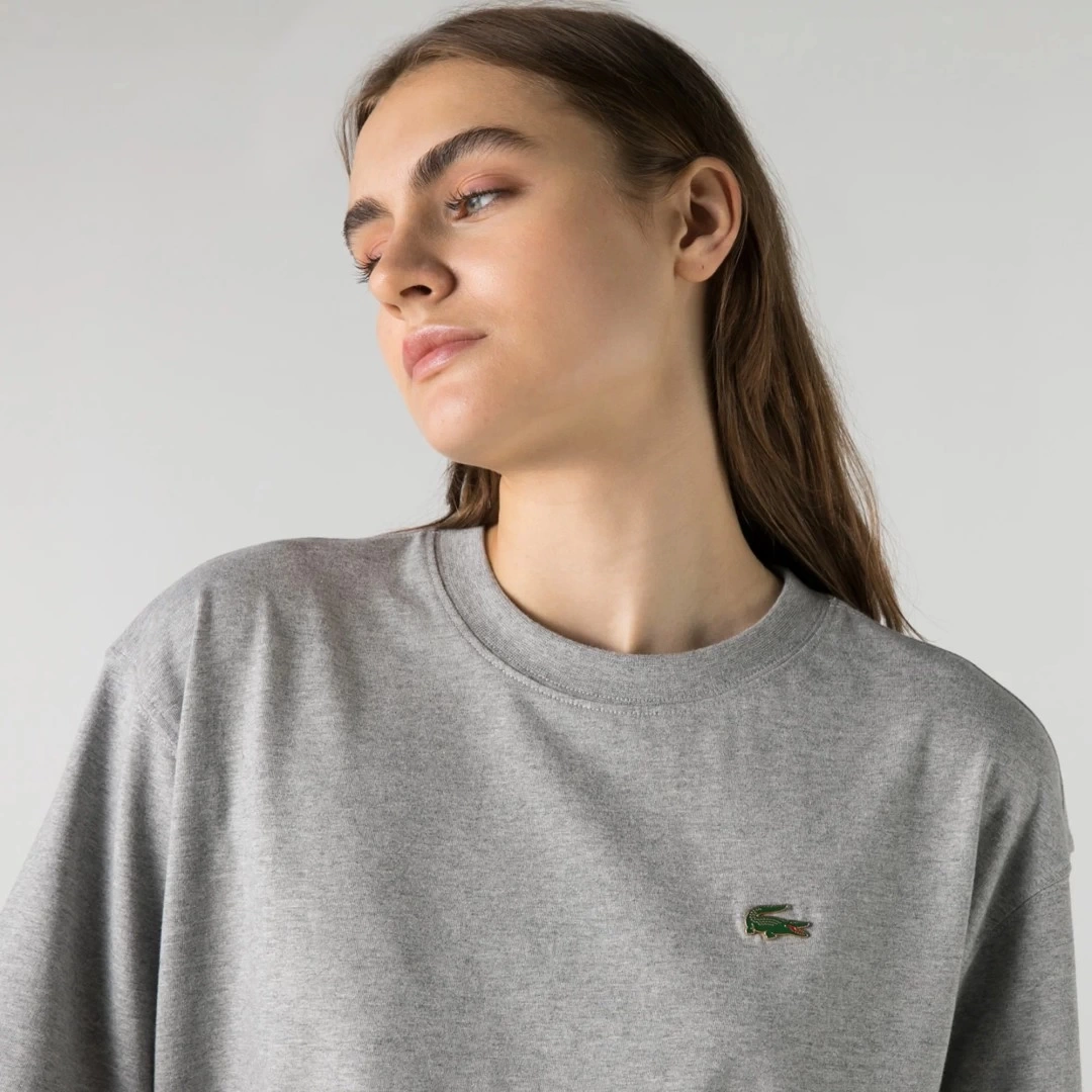 Classic Fit Bisiklet Yaka Kadın T-Shirt Gri