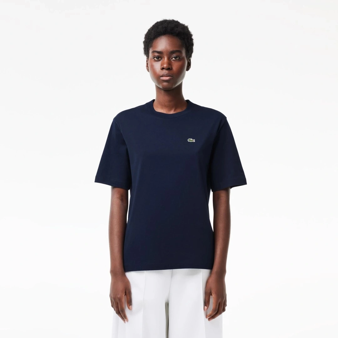 Classic Fit Bisiklet Yaka Kadın T-Shirt Lacivert