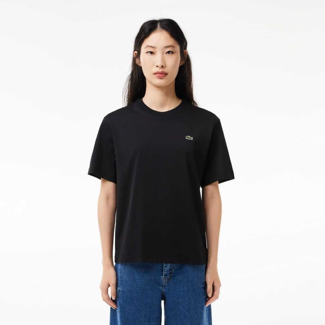 Classic Fit Bisiklet Yaka Kadın T-Shirt Siyah