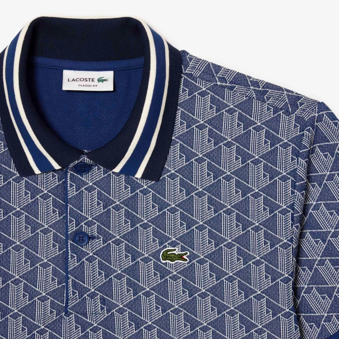 Classic Fit Monogram Polo Mavi