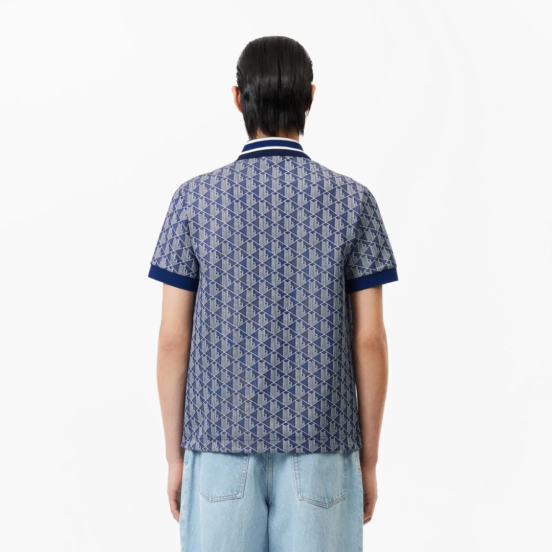 Classic Fit Monogram Polo Mavi