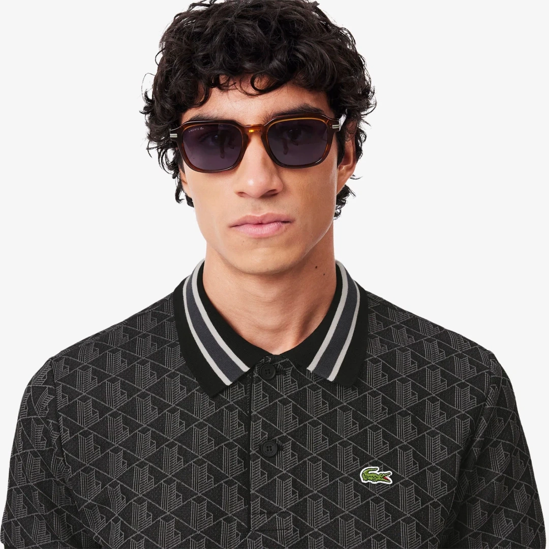 Classic Fit Monogram Polo Siyah