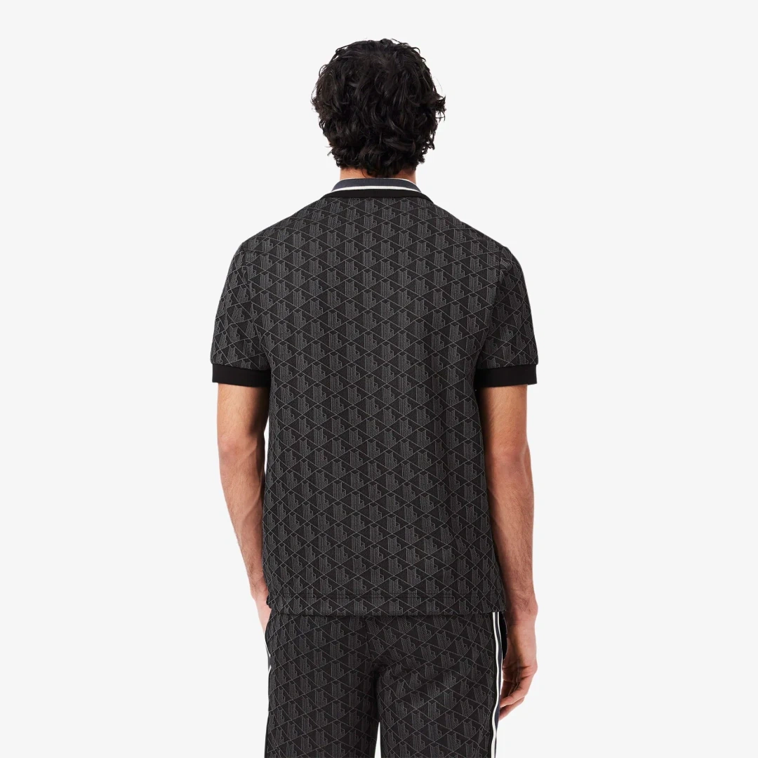 Classic Fit Monogram Polo Siyah
