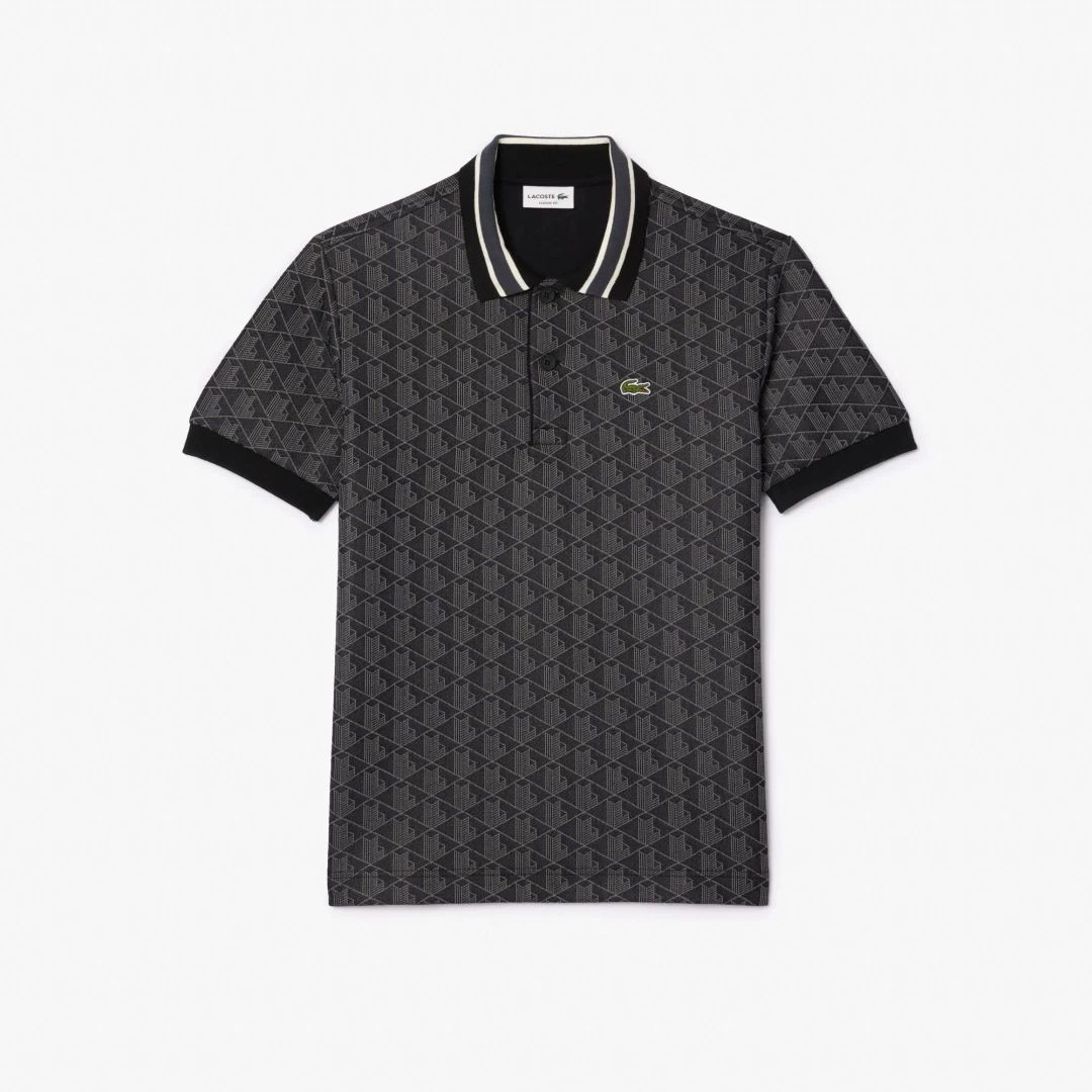 Classic Fit Monogram Polo Siyah