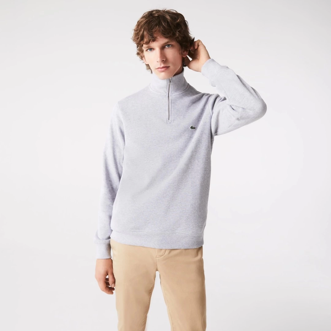 Classic Fit Yarım Fermuarlı Sweatshirt Gri