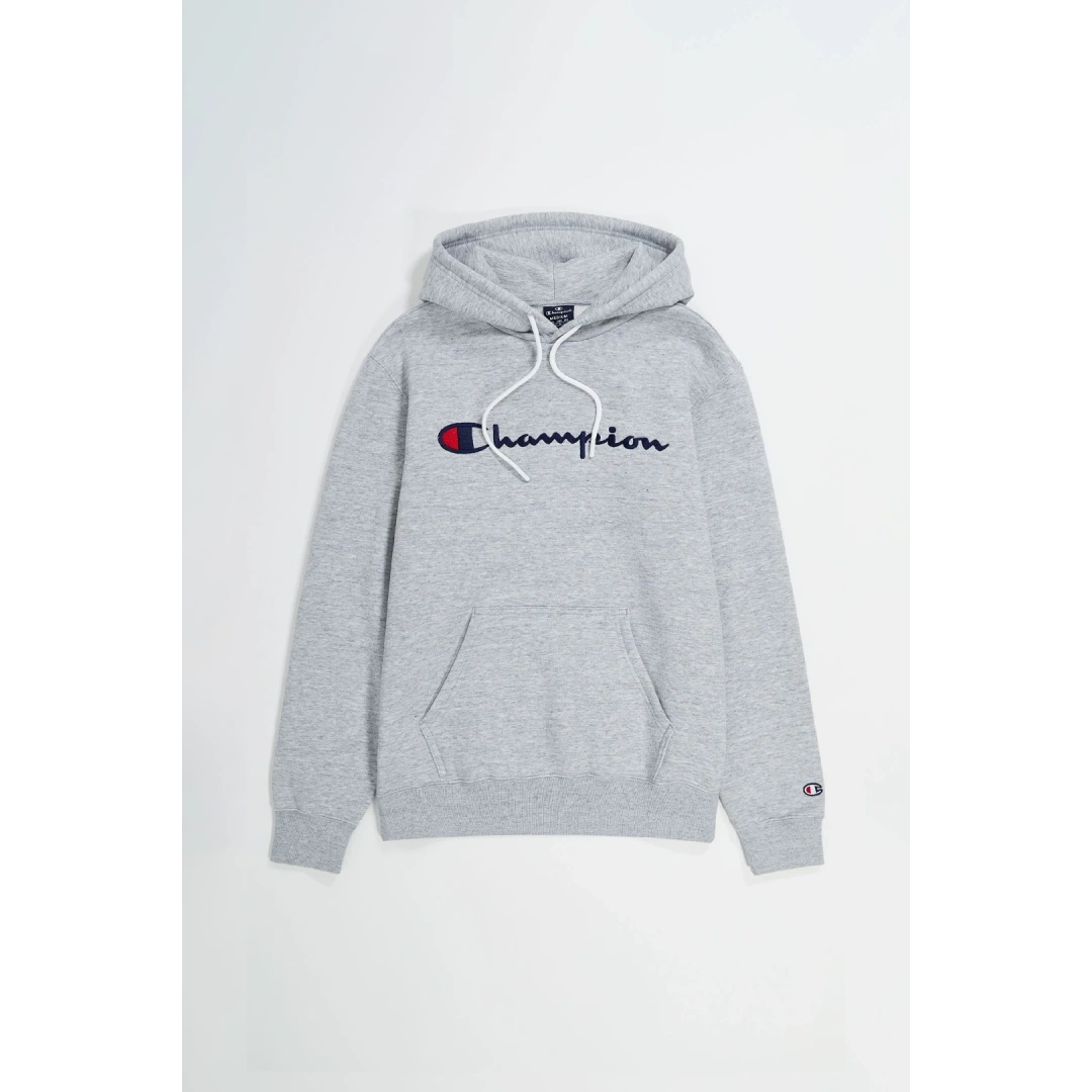 Embroidery Script Logo Fleece Hoodie Gri