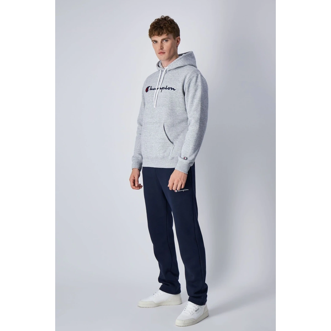 Embroidery Script Logo Fleece Hoodie Gri
