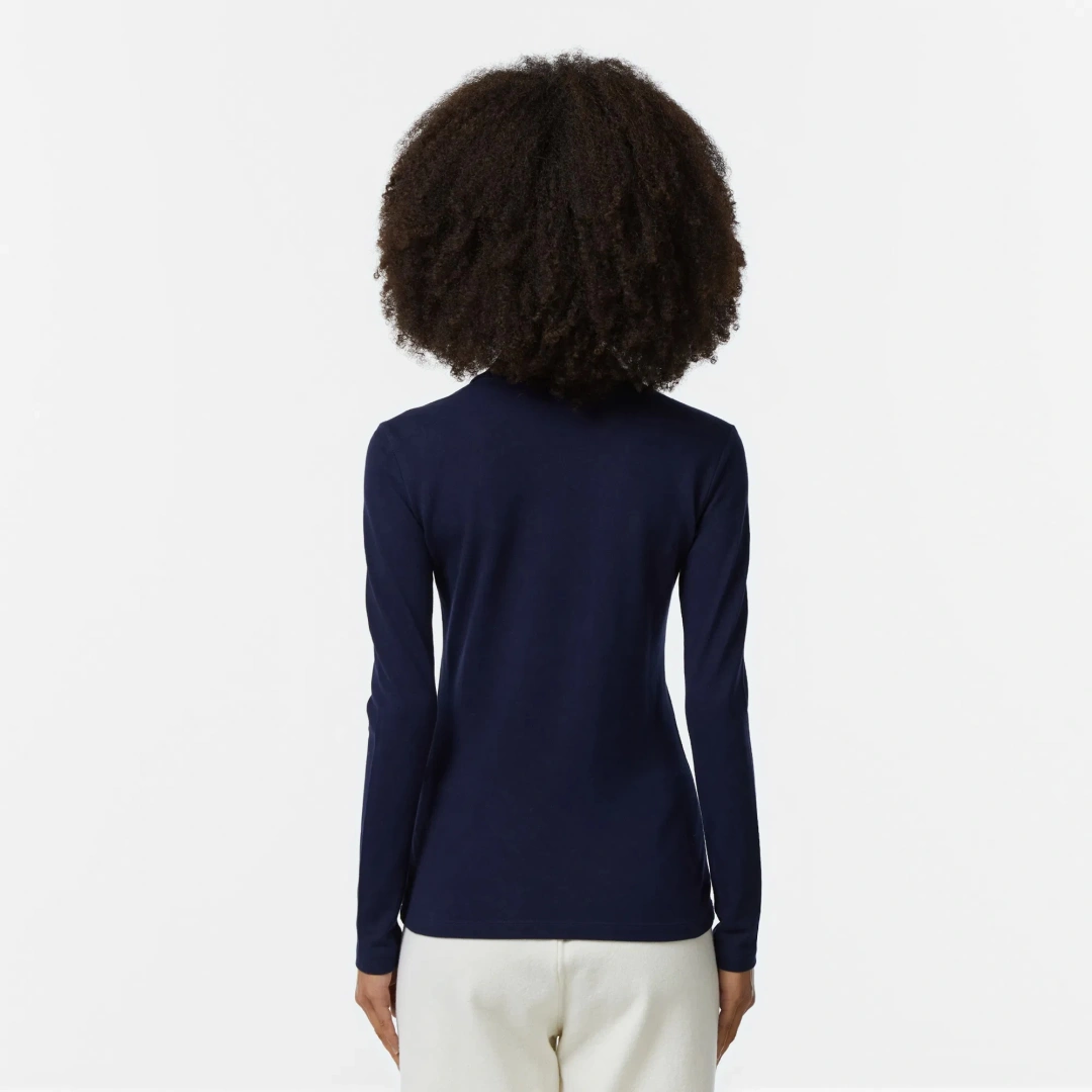 L.12.12 Classic Fit Kadın Uzun Kollu Lacivert Polo