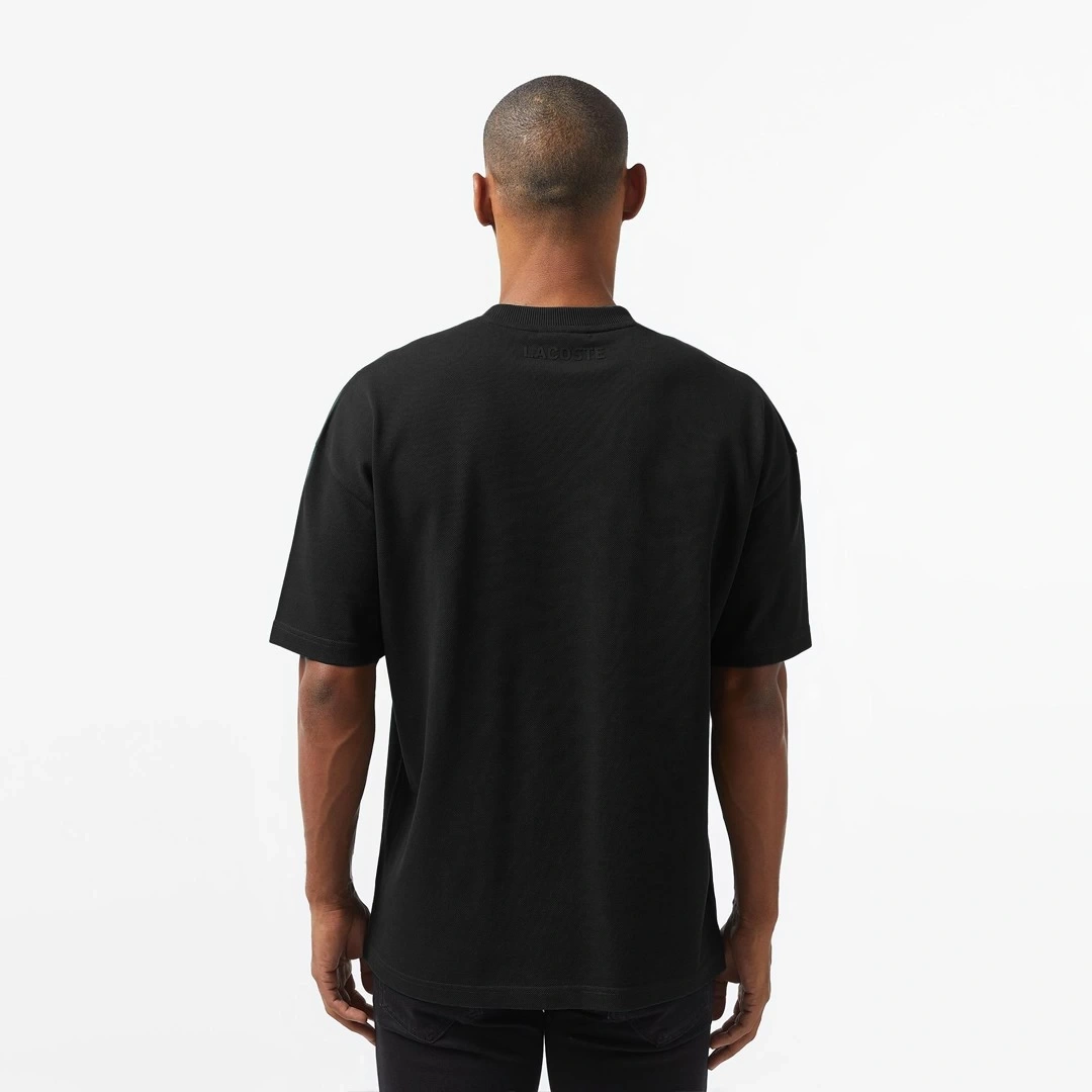 Oversize Fit Bisiklet Yaka Baskılı T-Shirt Siyah