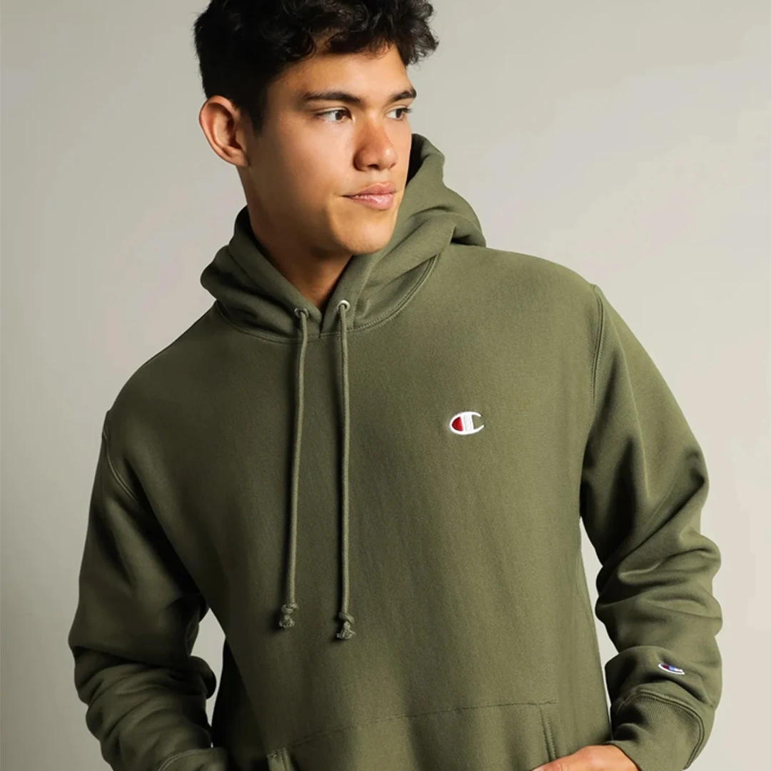Reverse Weave Hoodie C Logo Yeşil