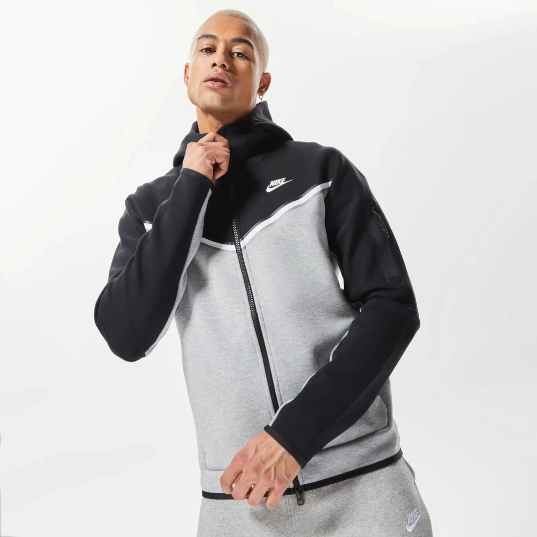 Tech Fleece Full Zip Hoodie Dark Grey Heather/Black/White