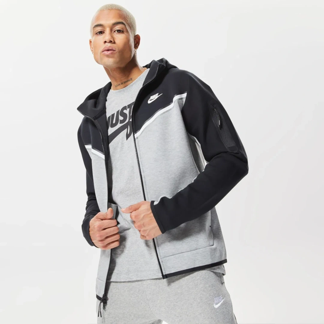 Tech Fleece Full Zip Hoodie Dark Grey Heather/Black/White