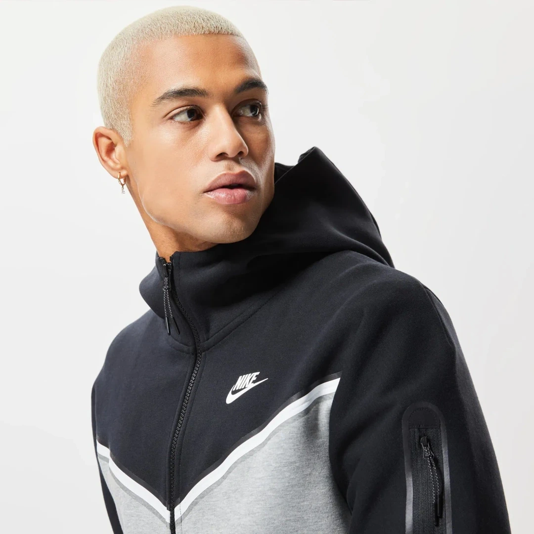 Tech Fleece Full Zip Hoodie Dark Grey Heather/Black/White
