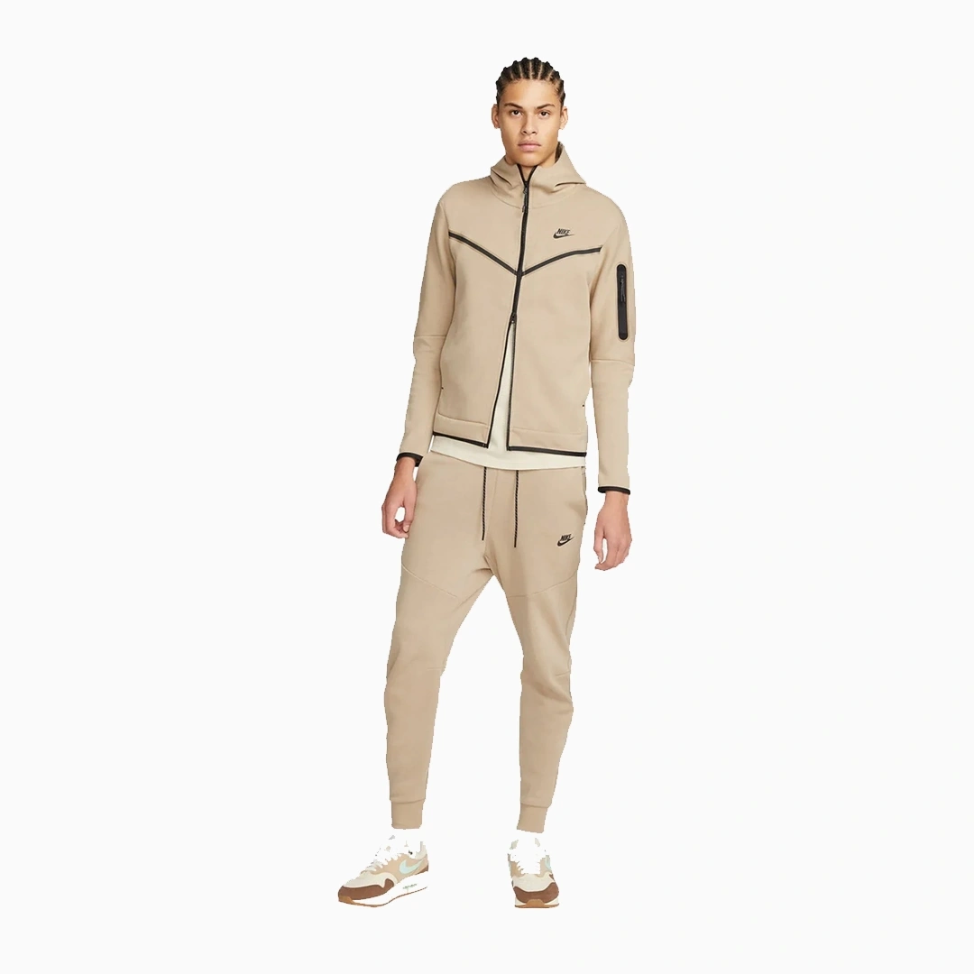 Tech Fleece Kapüşonlu Üst ve Eşofman Altı Khaki Set