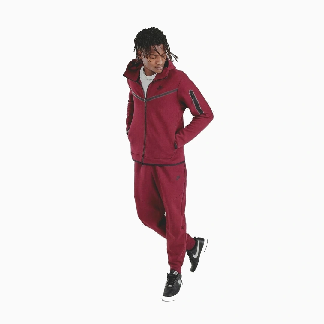 Tech Fleece Kapüşonlu Üst ve Eşofman Altı Bordo Set