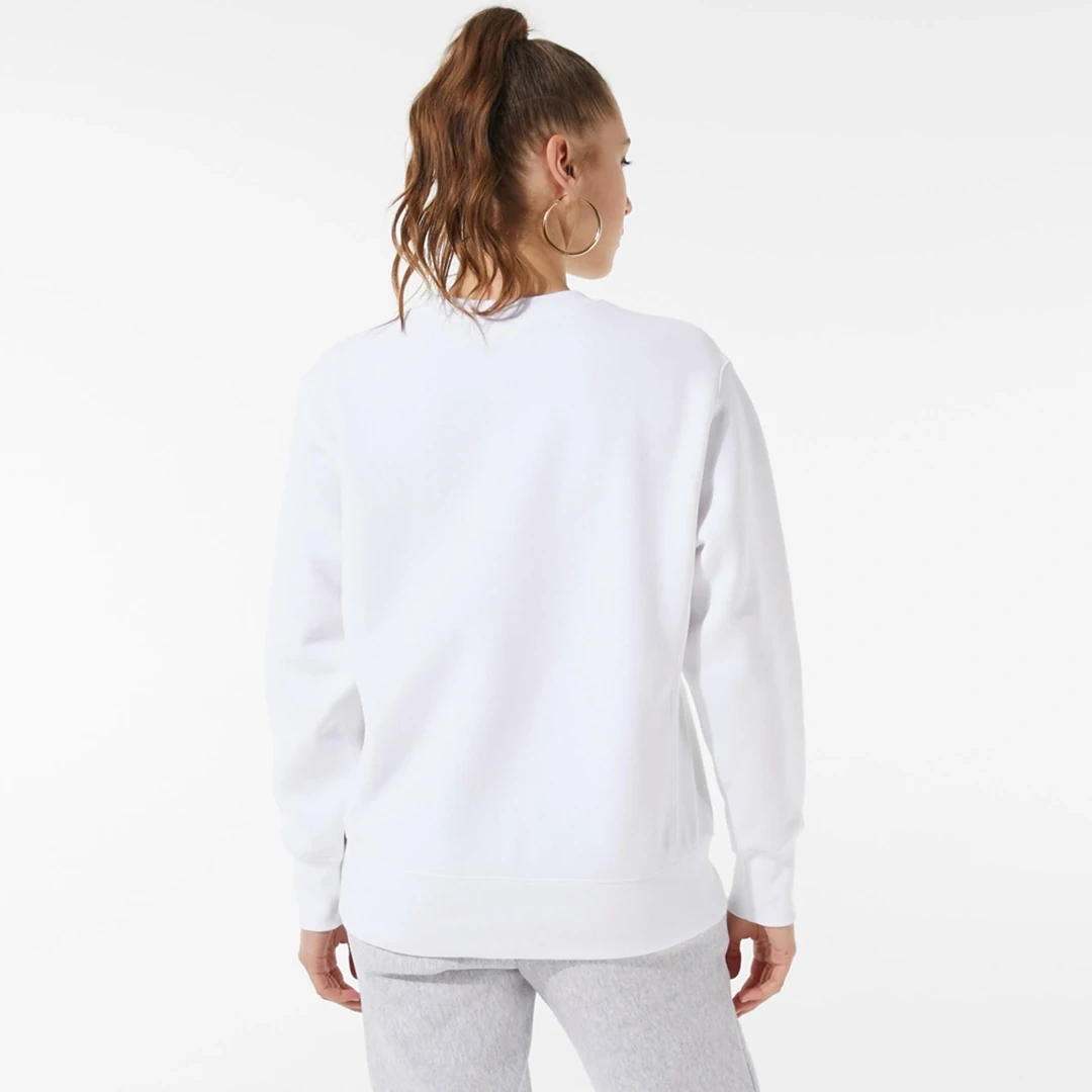 Tonal Embroidery Fleece Kadın Sweatshirt Beyaz