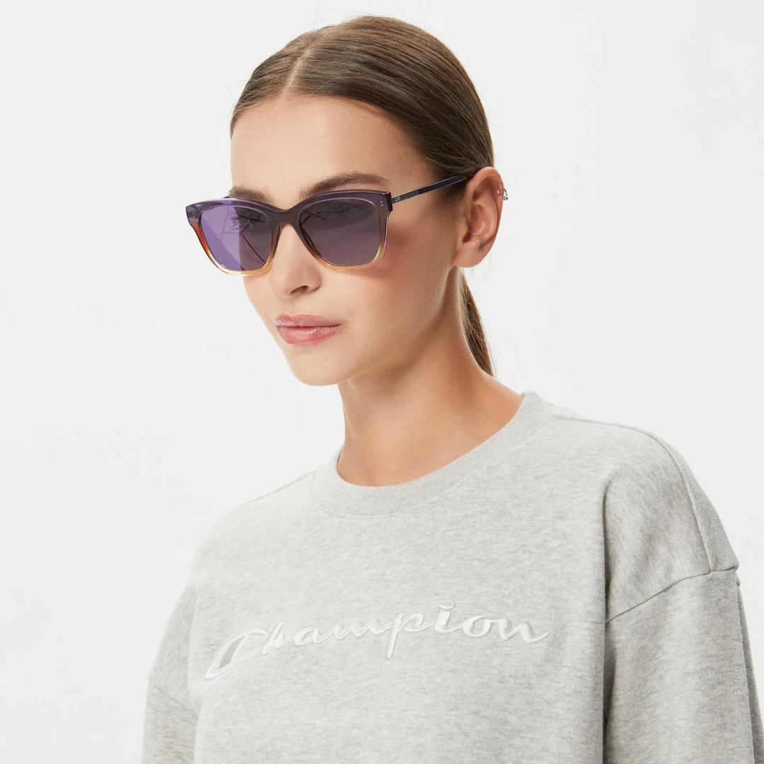 Tonal Embroidery Fleece Kadın Sweatshirt Gri