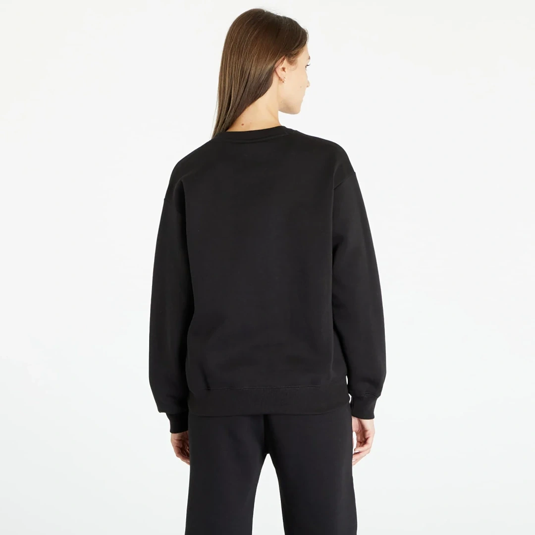 Tonal Embroidery Fleece Kadın Sweatshirt Siyah
