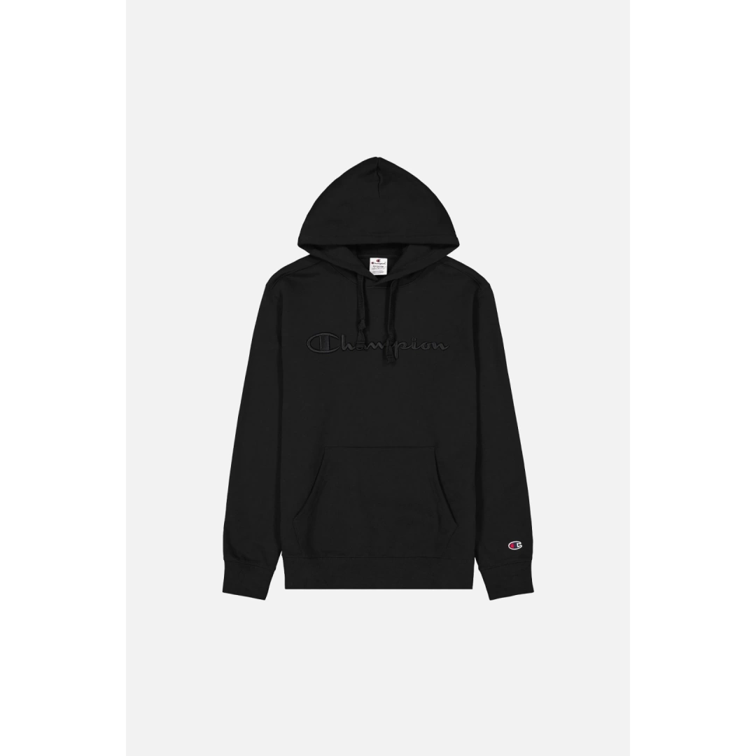 Tonal Embroidery Heavy Cotton Hoodie Siyah