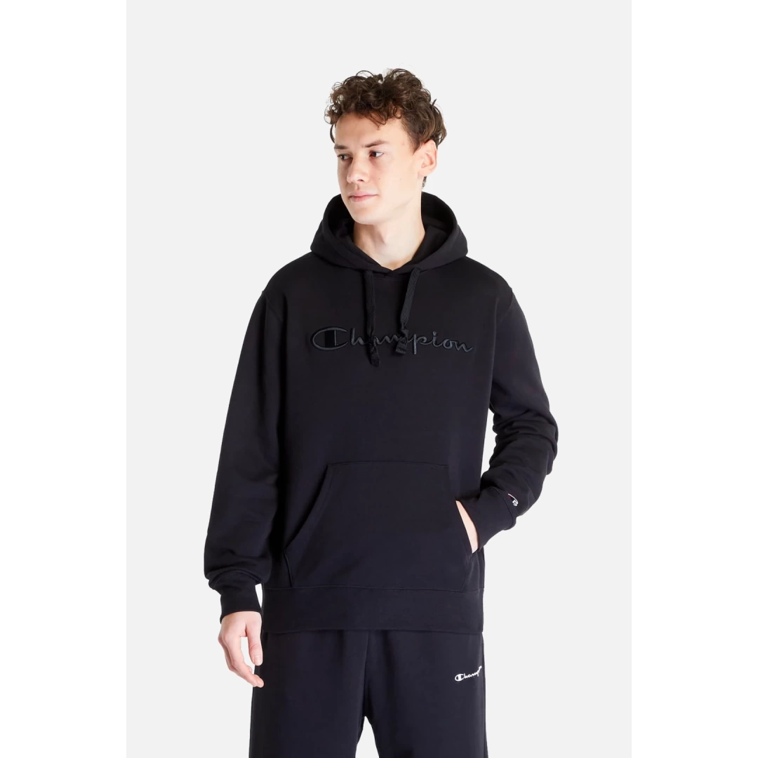 Tonal Embroidery Heavy Cotton Hoodie Siyah