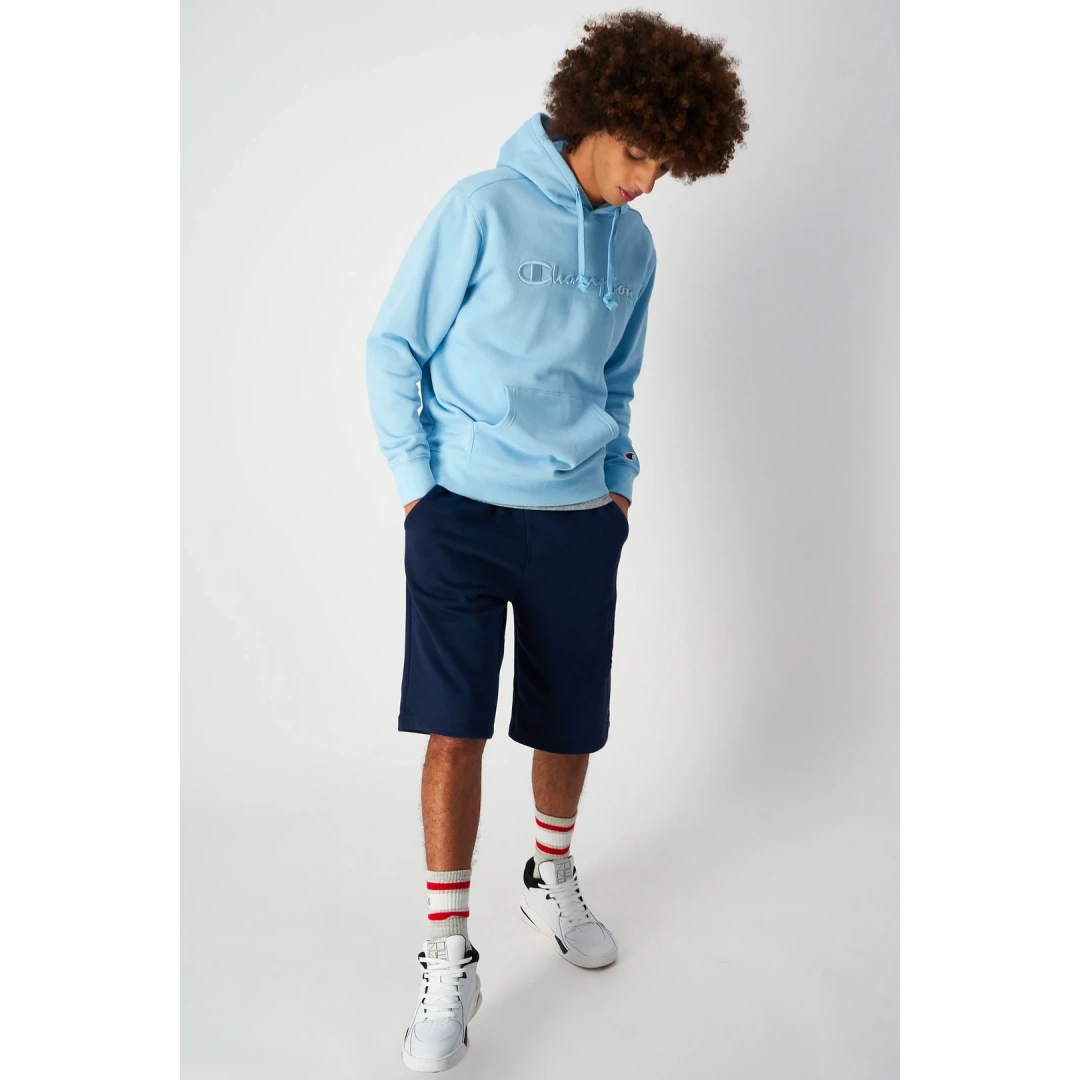 Tonal Embroidery Heavy Cotton Hoodie Mavi