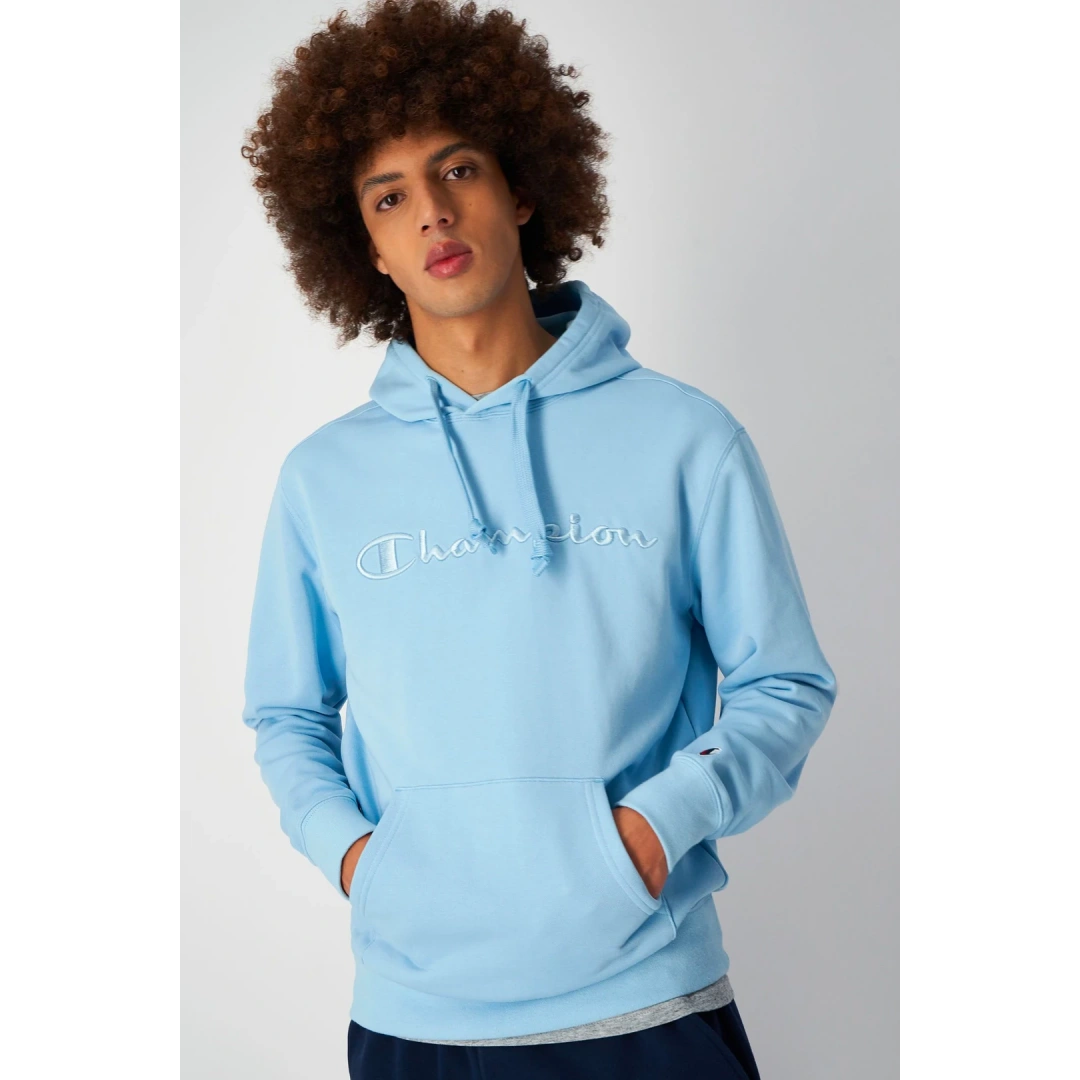 Tonal Embroidery Heavy Cotton Hoodie Mavi