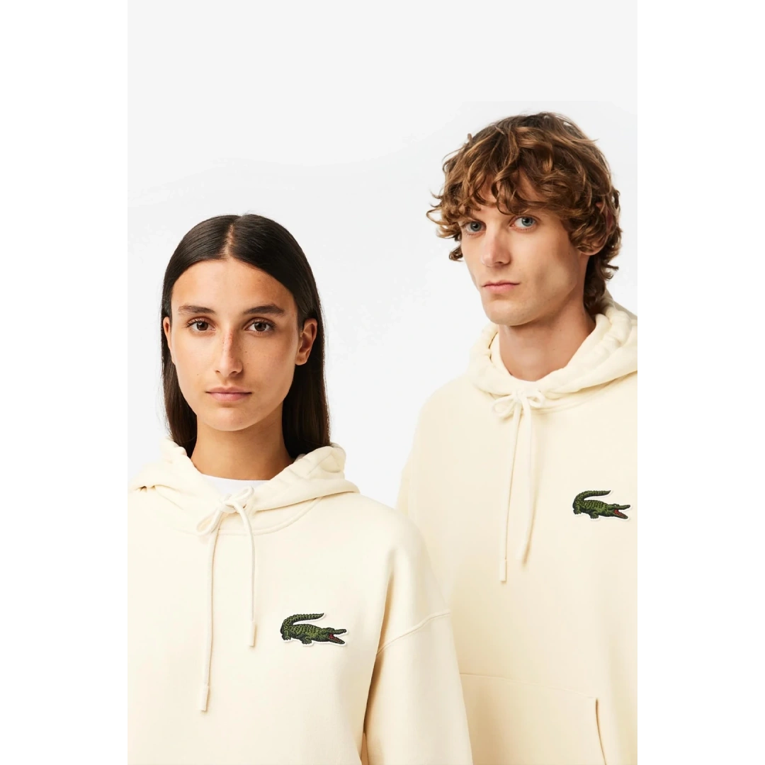 Unisex Loose Fit Kapüşonlu Organik Pamuk Bej