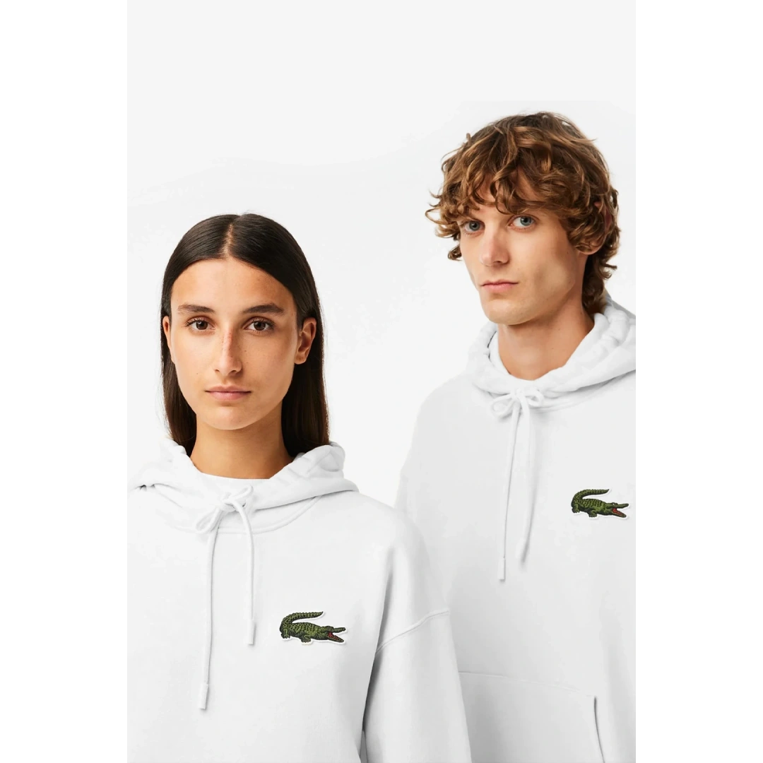 Unisex Loose Fit Kapüşonlu Organik Pamuk Off-White