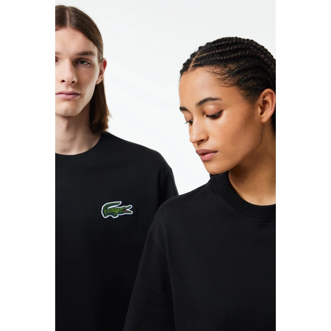 Unisex Loose Fit Large Croc Organic Heavy Tişört Siyah