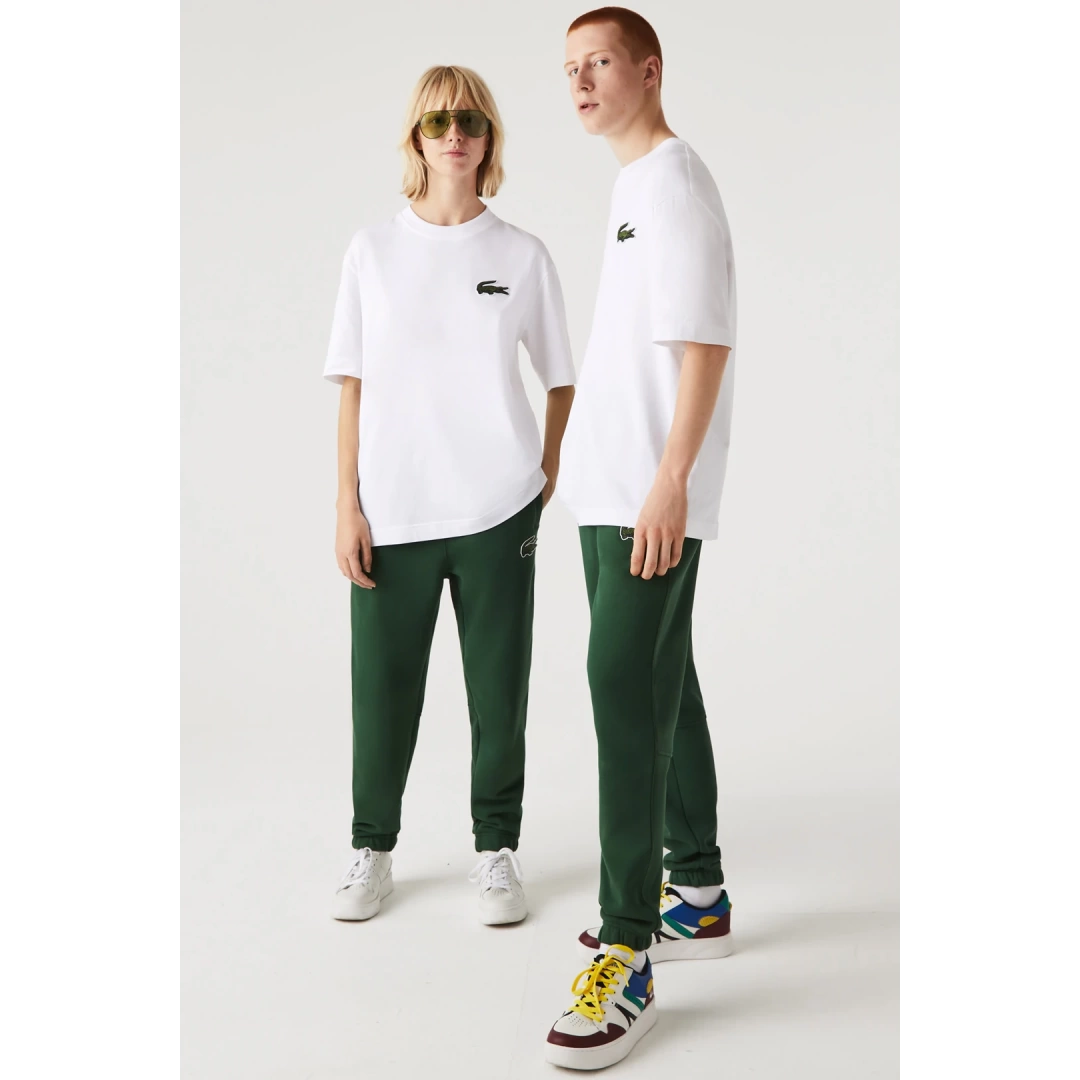 Unisex Loose Fit Large Croc Organic Heavy Tişört Beyaz