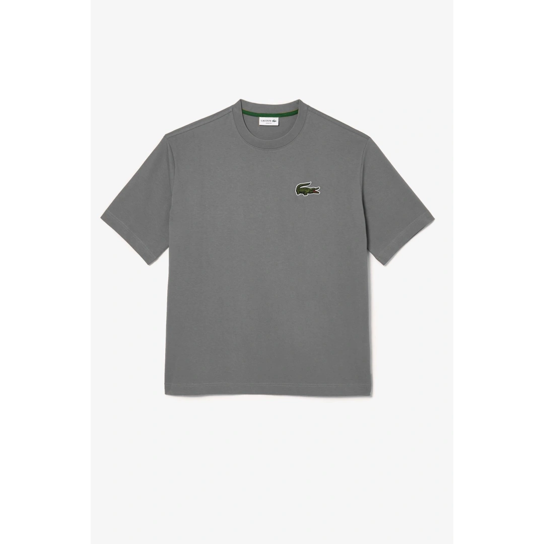 Unisex Loose Fit Large Croc Organic Heavy Tişört Gri