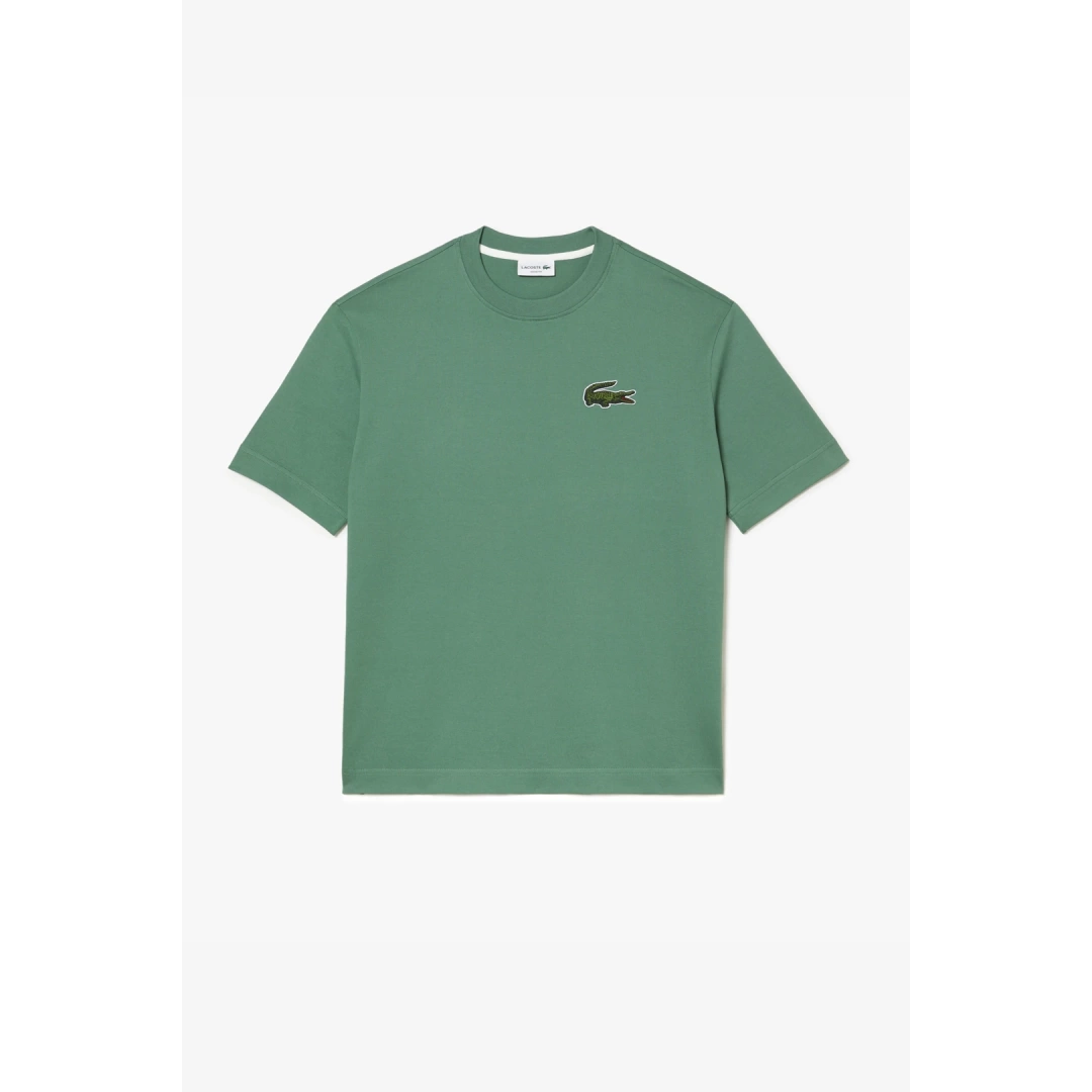 Unisex Loose Fit Large Croc Organic Heavy Tişört Yeşil