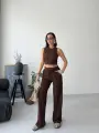 Kahverengi Halter Fitilli İkili Takımı