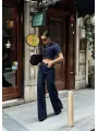 Frame Crop & Palazzo Pantolon Denim 2’li Takım