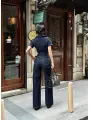 Frame Crop & Palazzo Pantolon Denim 2’li Takım